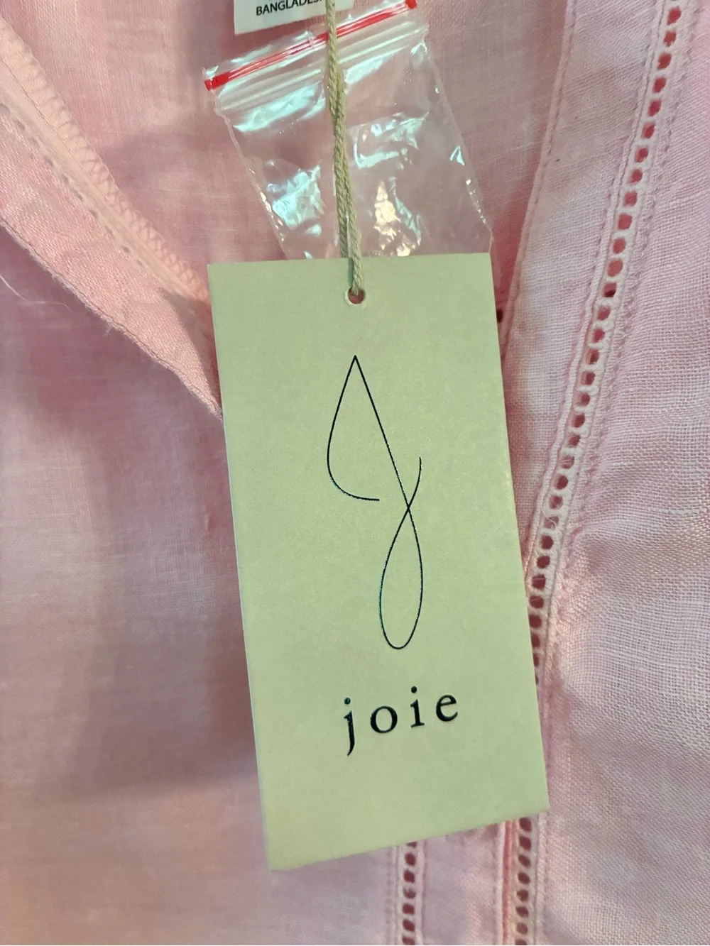 Joie Linen Pale Pink Sleeveless Button-Front Eyelet Top - NWT - Picture 4 of 10